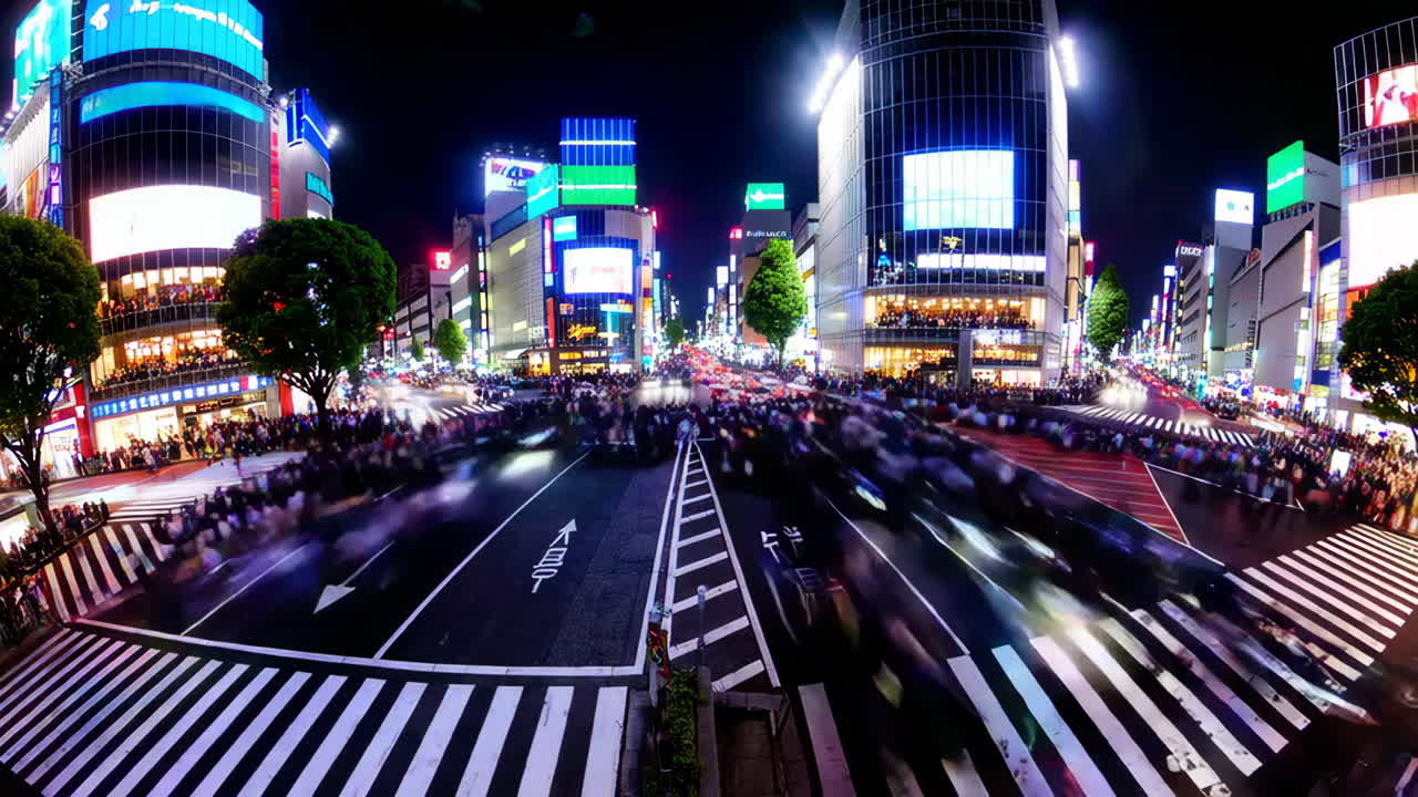 el cruce de shibuya por la noche