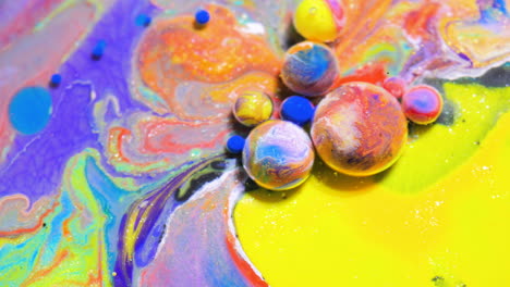 abstract colorful paint swirls with bubbles