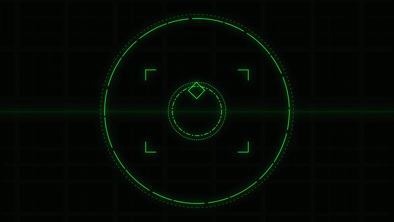 Digital HUD Interface with Rotating Green Target Reticle