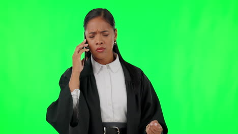 Law-problem,-woman-and-a-phone-call-on-a-green