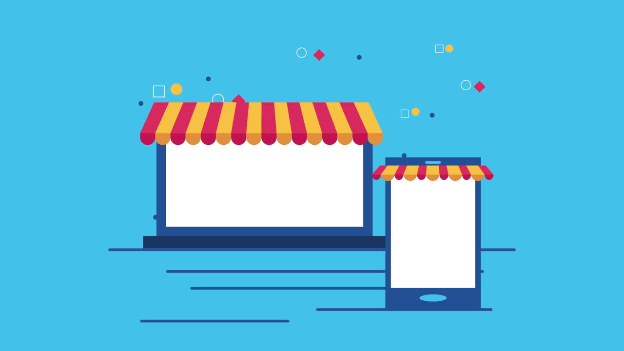 스마트폰 및 노트북 소셜 미디어 마케팅 애니메이션