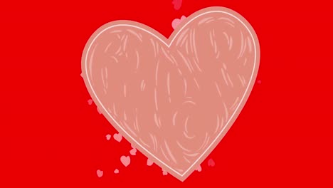 animación de iconos de corazones rojos flotando sobre un fondo rojo