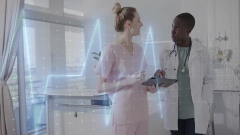 animation of data processing over diverse doctors in hospital