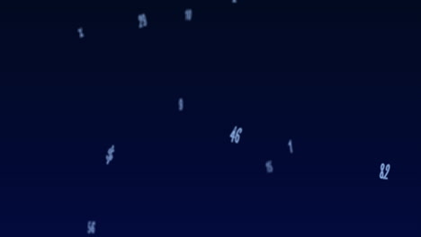 random numbers, figures, and symbols floating downwards in a vast empty space