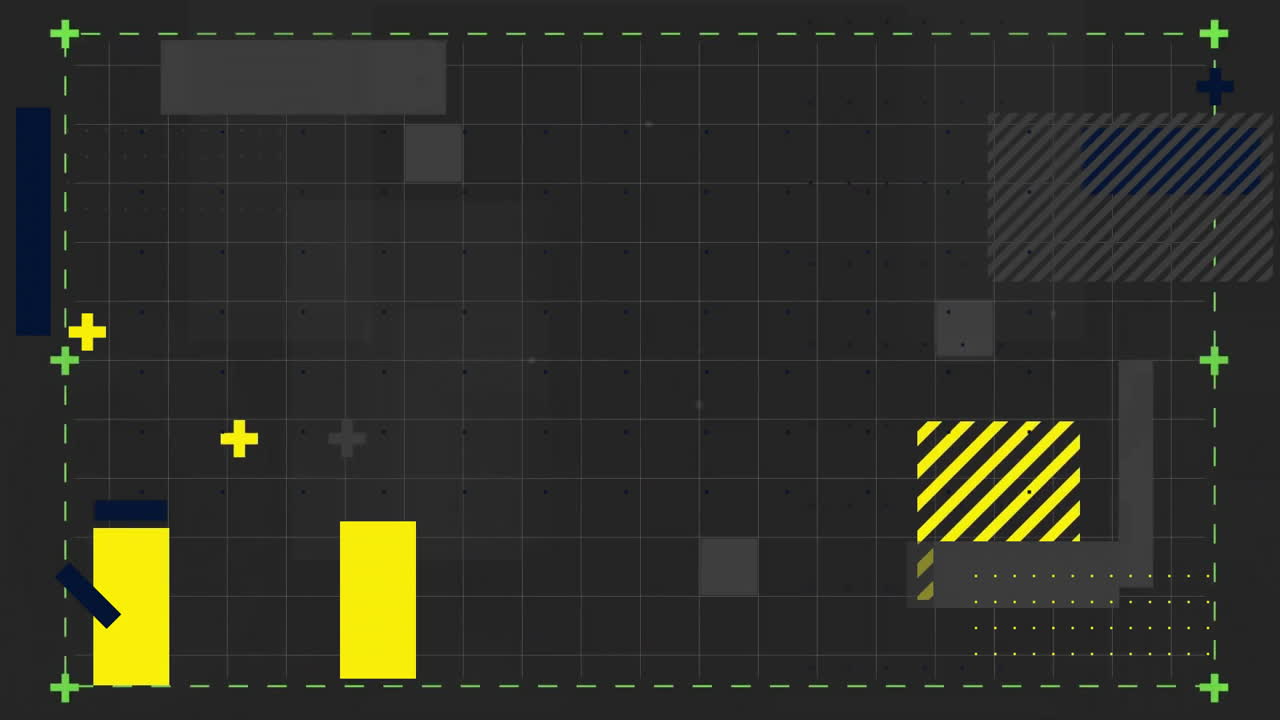 Animation of yellow shapes moving on black background