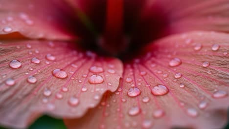 a close-up view of a blooming flower petal with dew drops, showcasing nature's beauty and intricacy in fine detail and vibrant colors