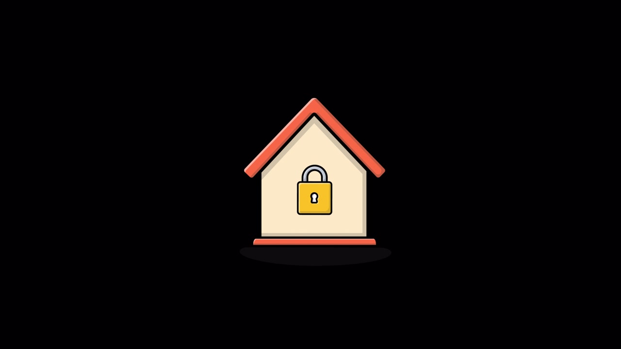 Animated Icon of a House with a Locking Padlock