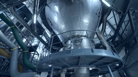 industrial workshop at production dairy plant. industrial production line in modern milk factory