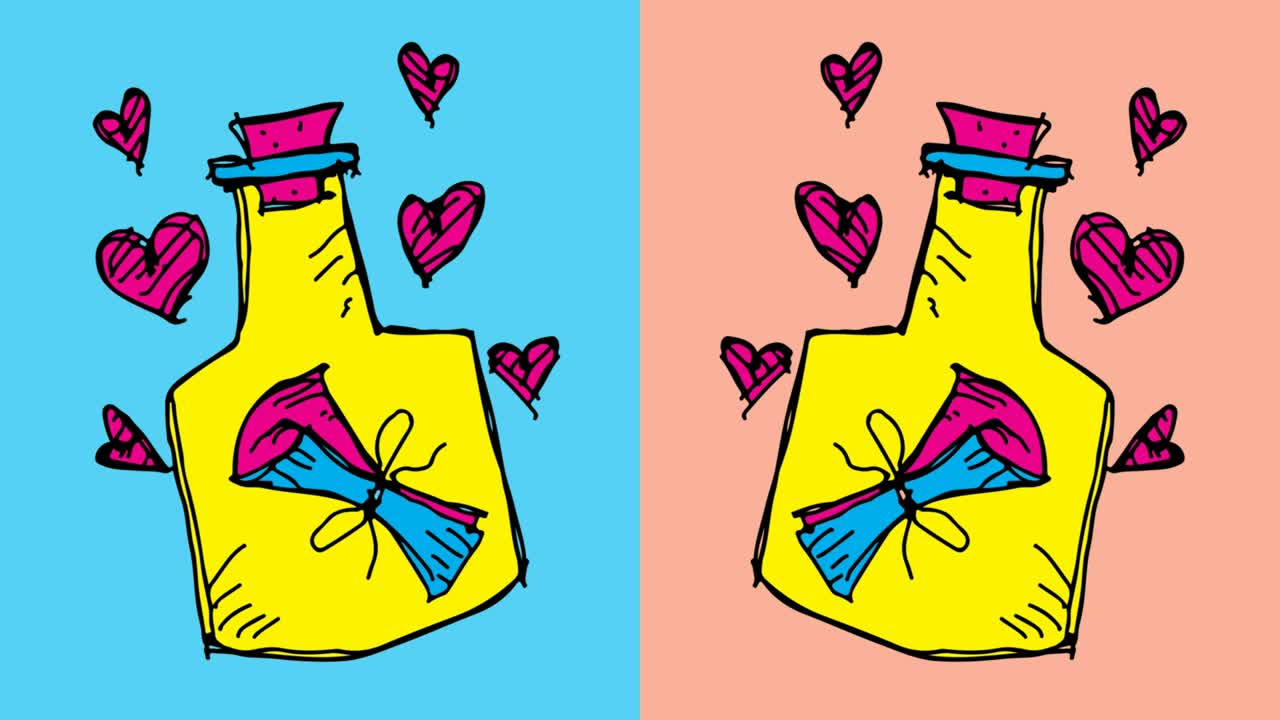 어린이들이 사랑의 메시지를 주제로 한  아트 (pop art) 를 그림으로 그린다.