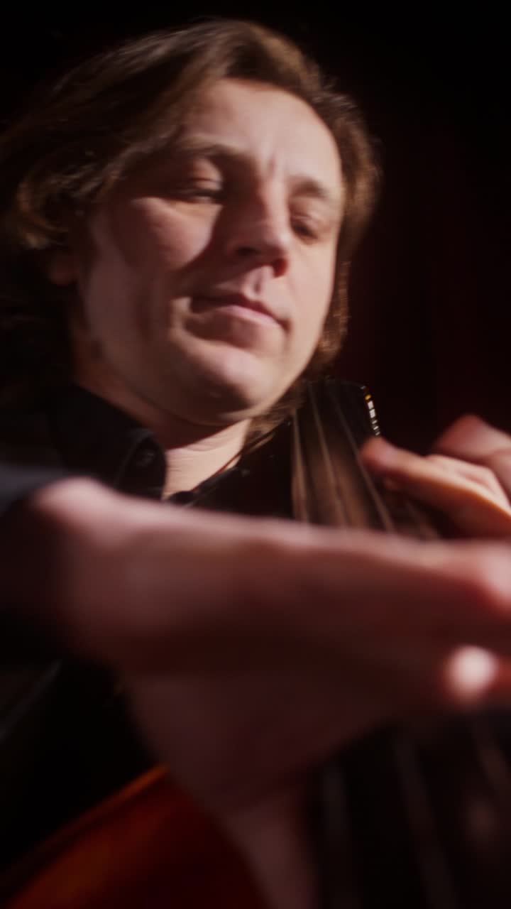 Double Bass Player in Close-Up