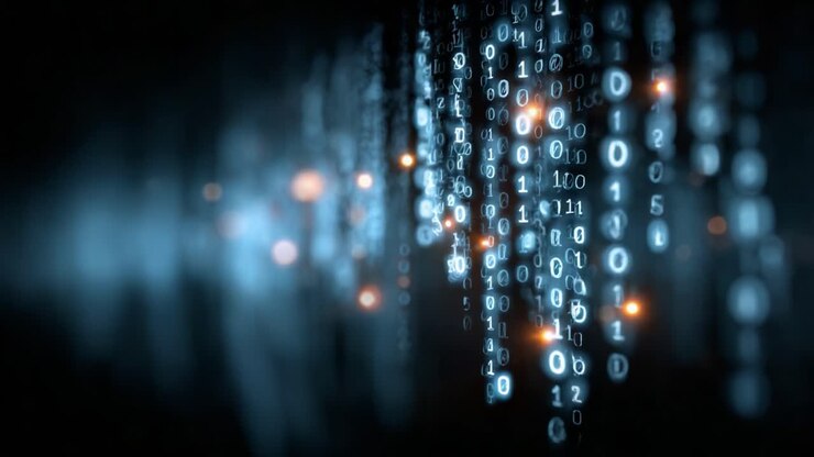 A Captivating Display of Digital Code: The Evolution of Data Streams in a Vibrant, Binary Glow Illuminating the Future of Technology and Innovation