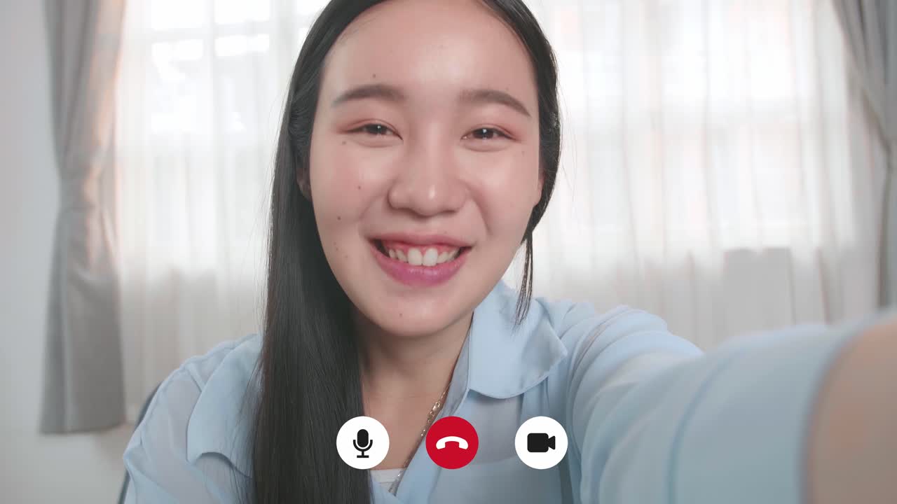 Asian Woman Make A Video Call From Home, Video In 4K