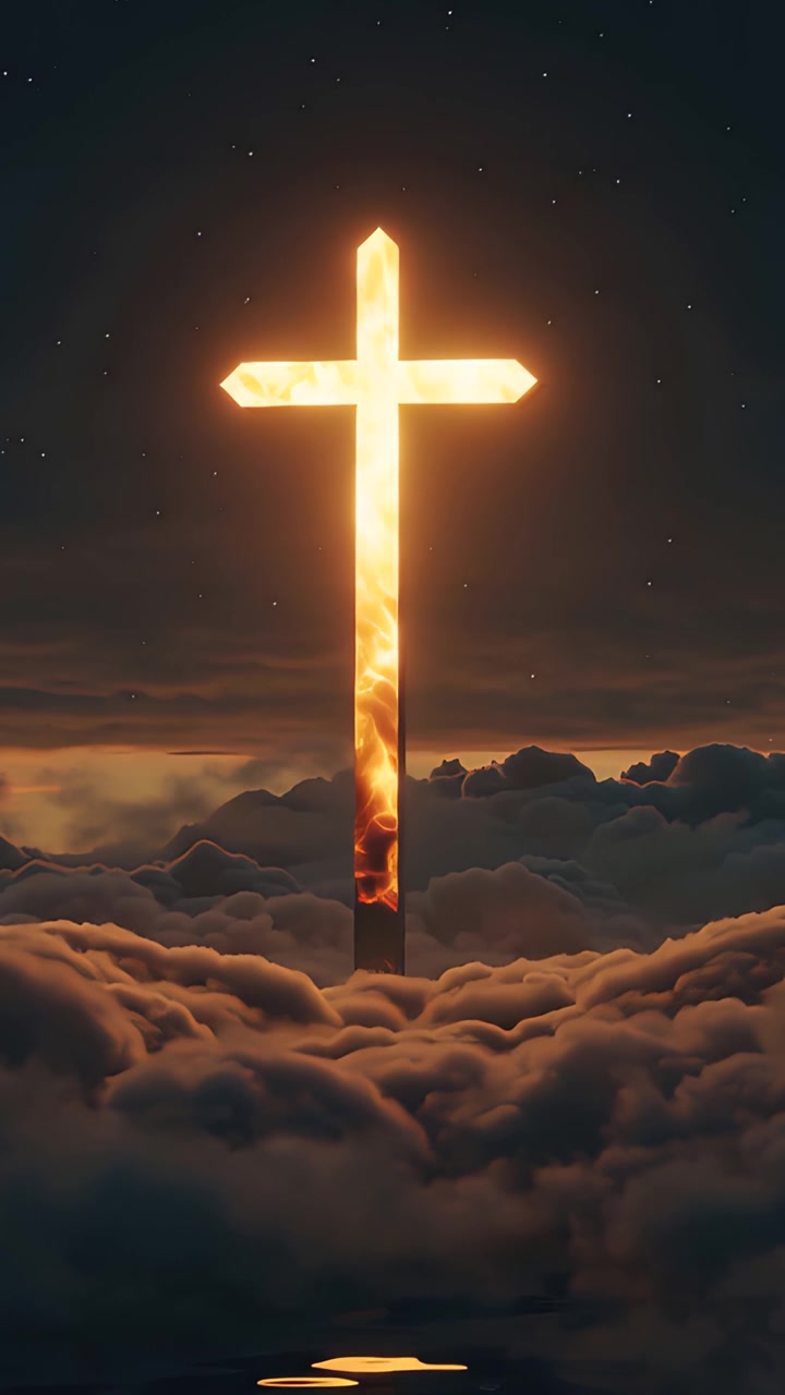 Sfondo per Adorazione 4K: Croce Cristiana e Luce Celeste
