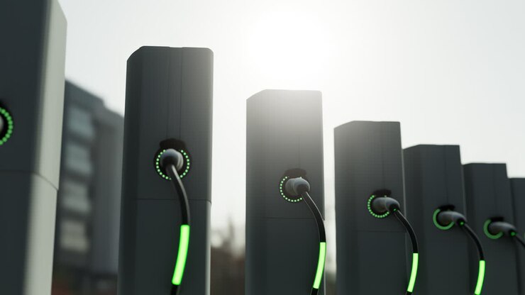 Realistic 3d rendering of Charging at electric charge station