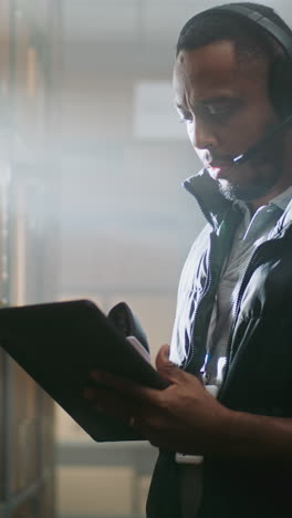 warehouse worker using tablet