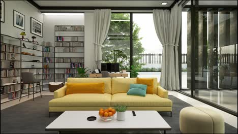Modern Living Room with Library Nook