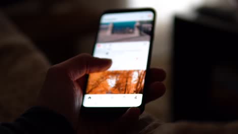 Defocused-Instagram-Scrolling-on-Mobile-Phone,-4K-Out-of-Focus-Footage