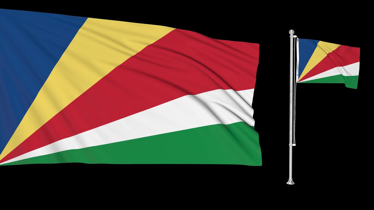 pantalla verde seychelles dos banderas ondeando seychellois estandarte de la bandera animación en 3d clave de croma