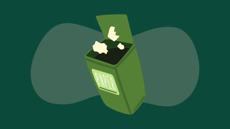 ecology animation with waste bin