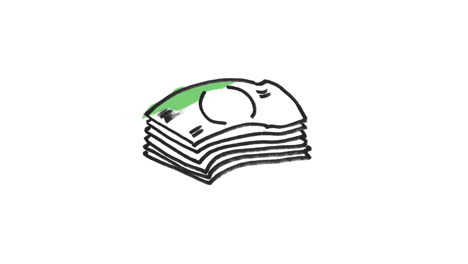 animation eines wachsenden stapels von banknoten