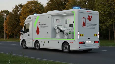 Mobile Blood Donation Unit: A Modern Vehicle Designed for Safe and Efficient Blood Collection and Donation Services on the Go with Advanced Medical Equipment