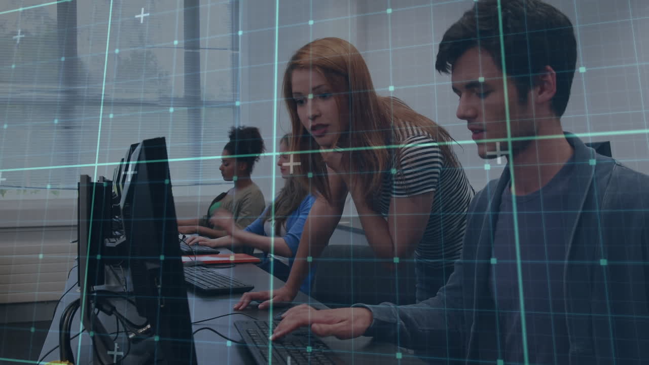 animación del procesamiento de datos en diversos estudiantes usando computadora