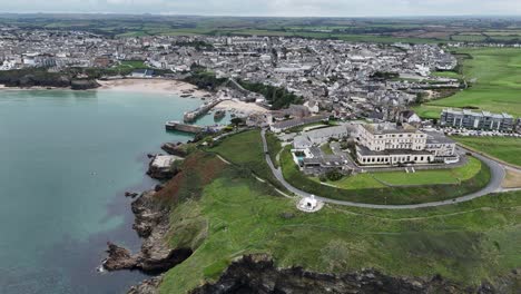 Establishing-aerial-shot-Newquay-Cornwall-UK