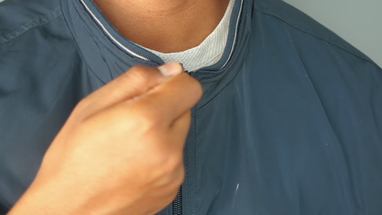 Close-up of a zipper on a jacket