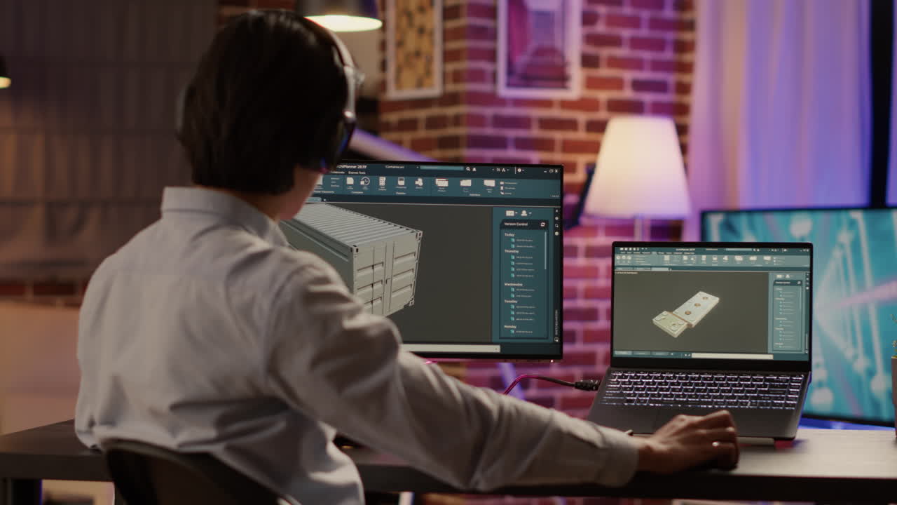 Engineering design workspace with 3D modeling software