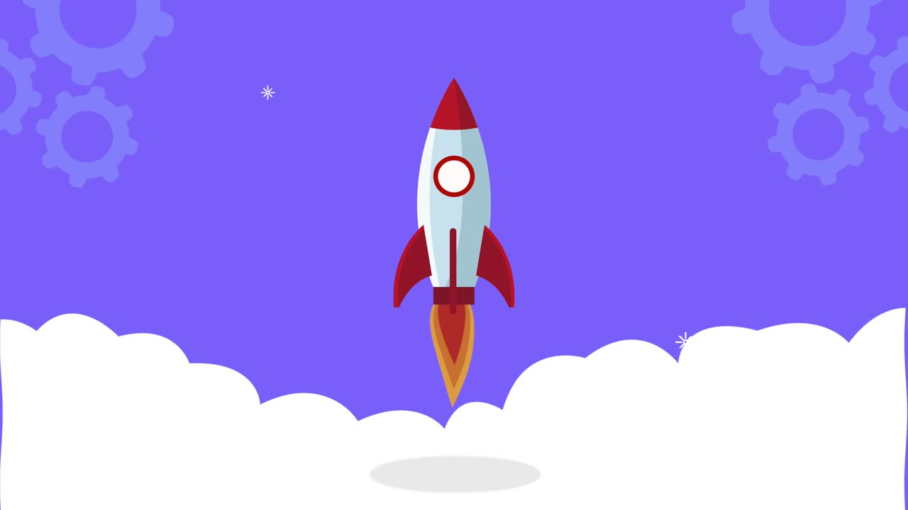 rocket launcher with gears in clouds