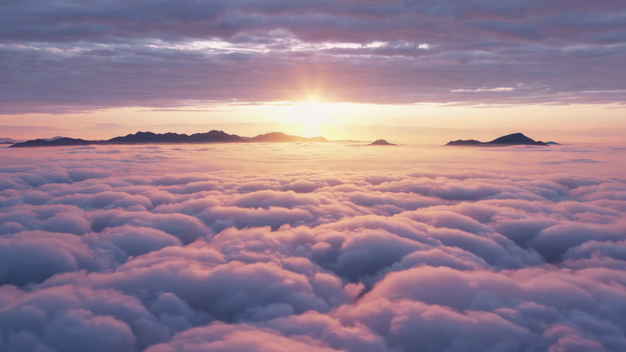 구름 위의 해가 뜨거나 해가 지는 것