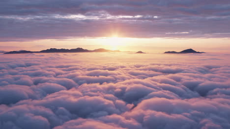 sunrise or sunset above the clouds