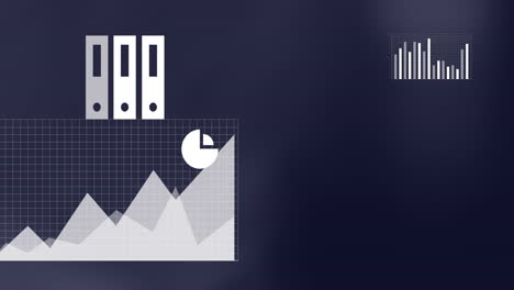 animation of financial data processing over dark background