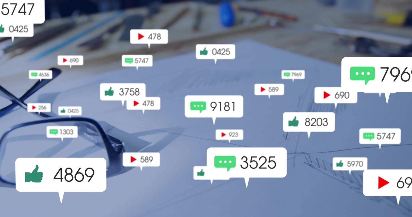Notifications appearing after pause, floating around paper, updating eyeglasses showing feedback