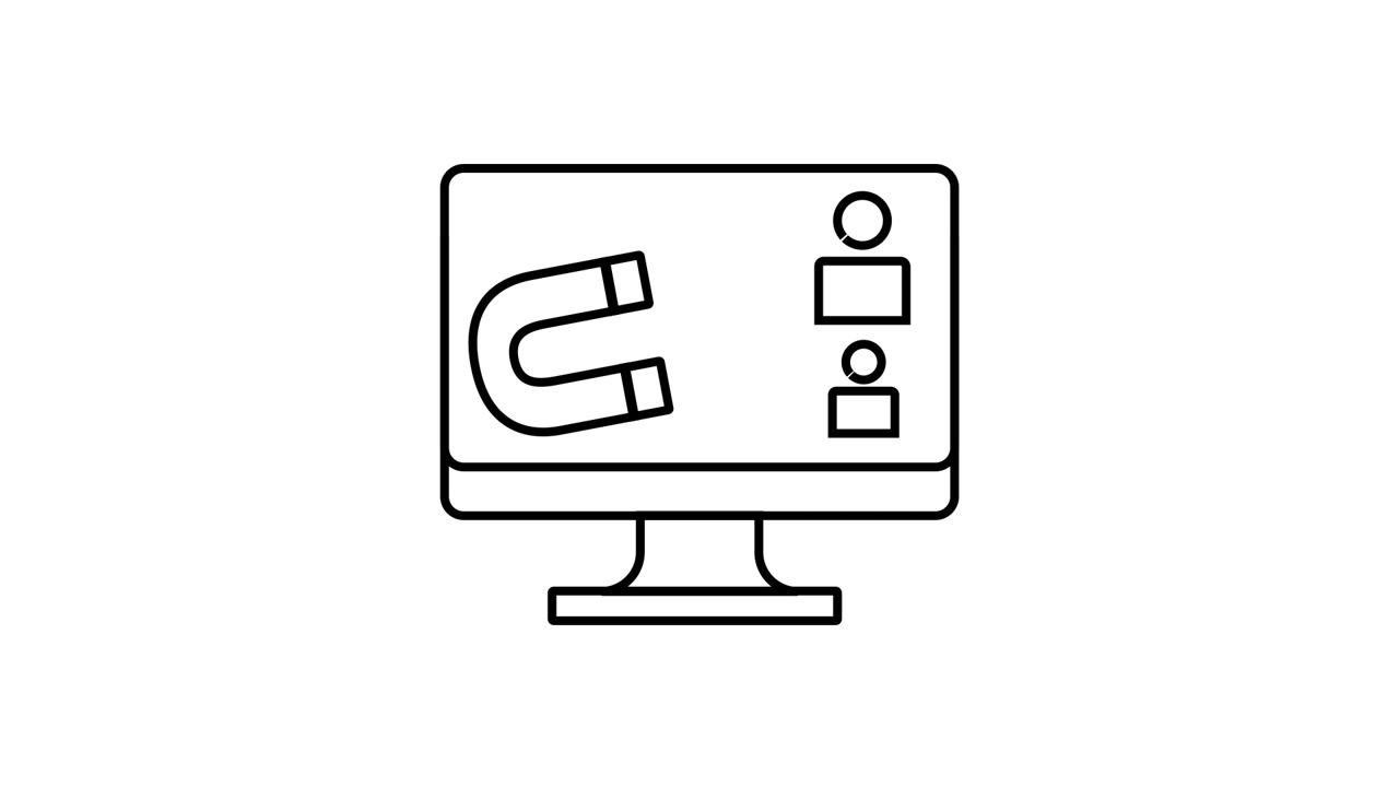 Animierter Magnet, der Nutzer auf einem Computermonitor anzieht