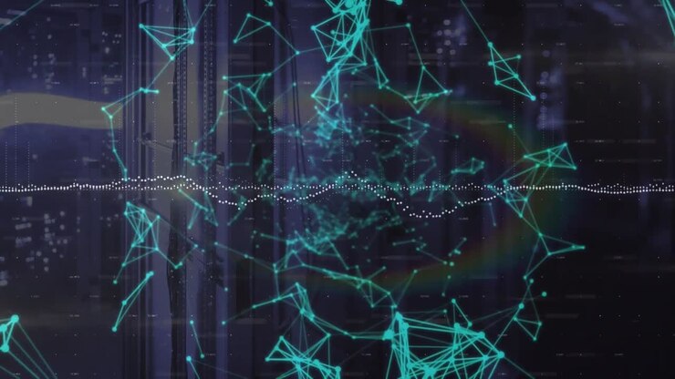 Animation of network of connections and graphs over servers