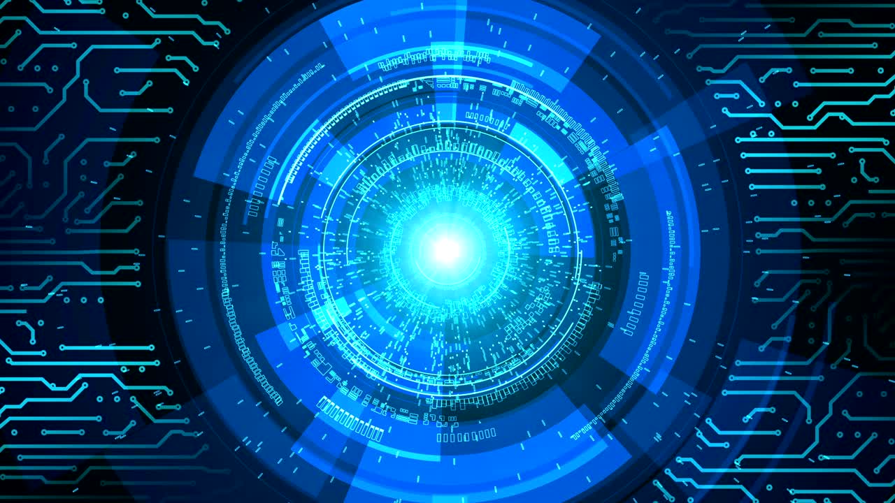 fondo de la placa de circuitos de tecnología abstracta azul. 4k.