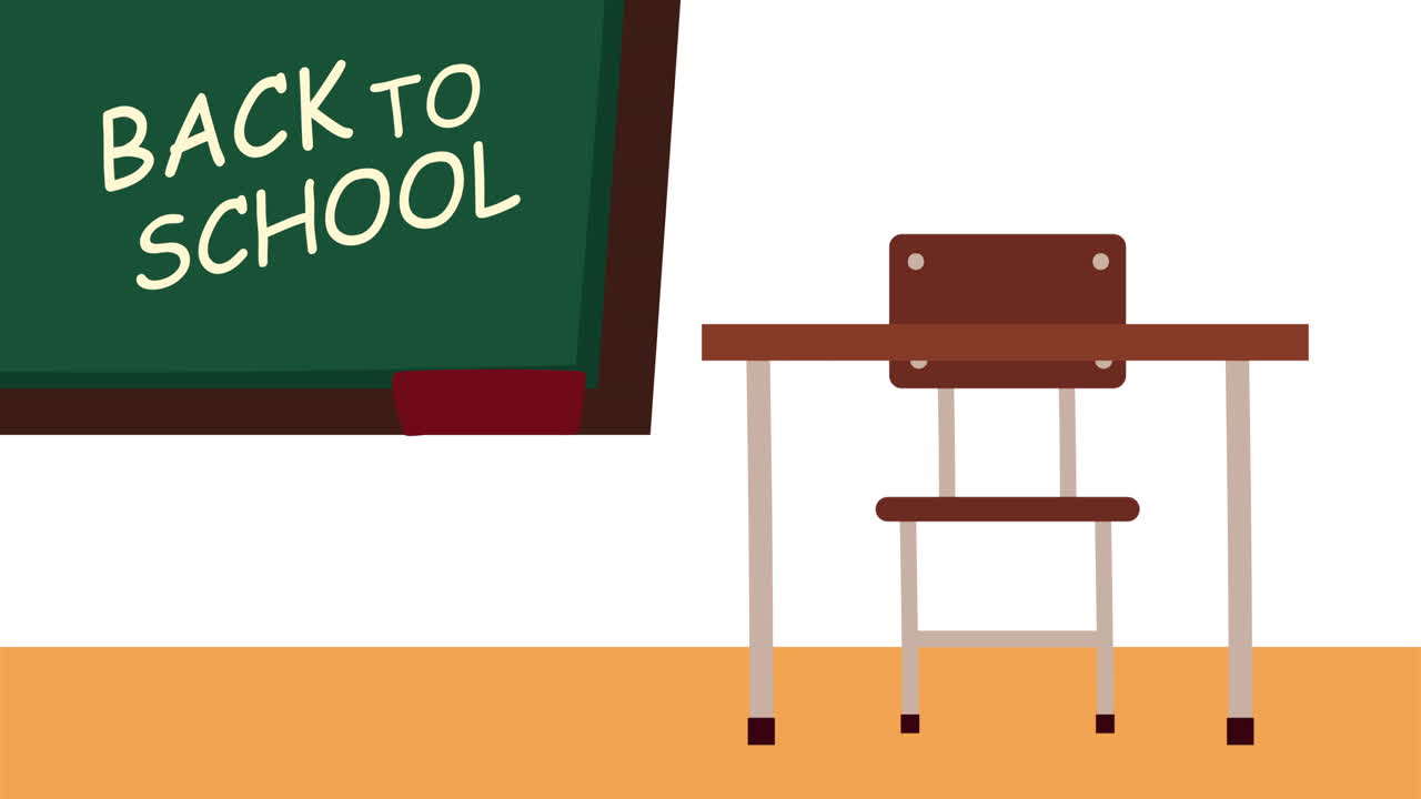 back to school lettering in chalkboard classroom