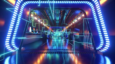 futuristic neon tunnel with glowing lines