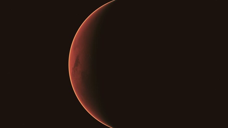 red planet Mars in the starry sky