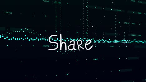 animación de texto compartido y procesamiento de datos sobre fondo negro