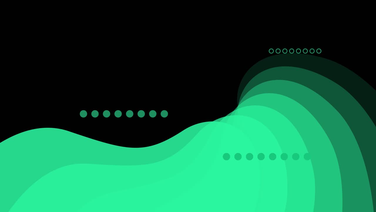 Green blended shape and dot line on black background