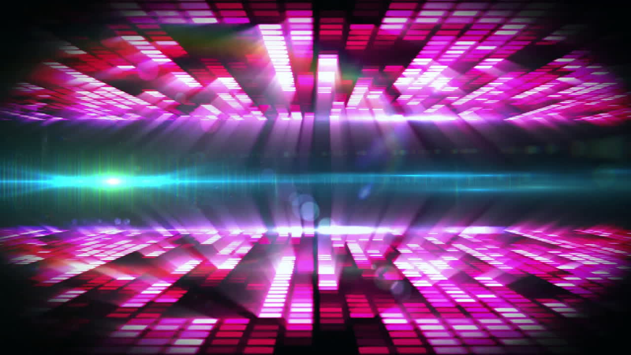 Colorful digital equalizer bars and glowing light animation