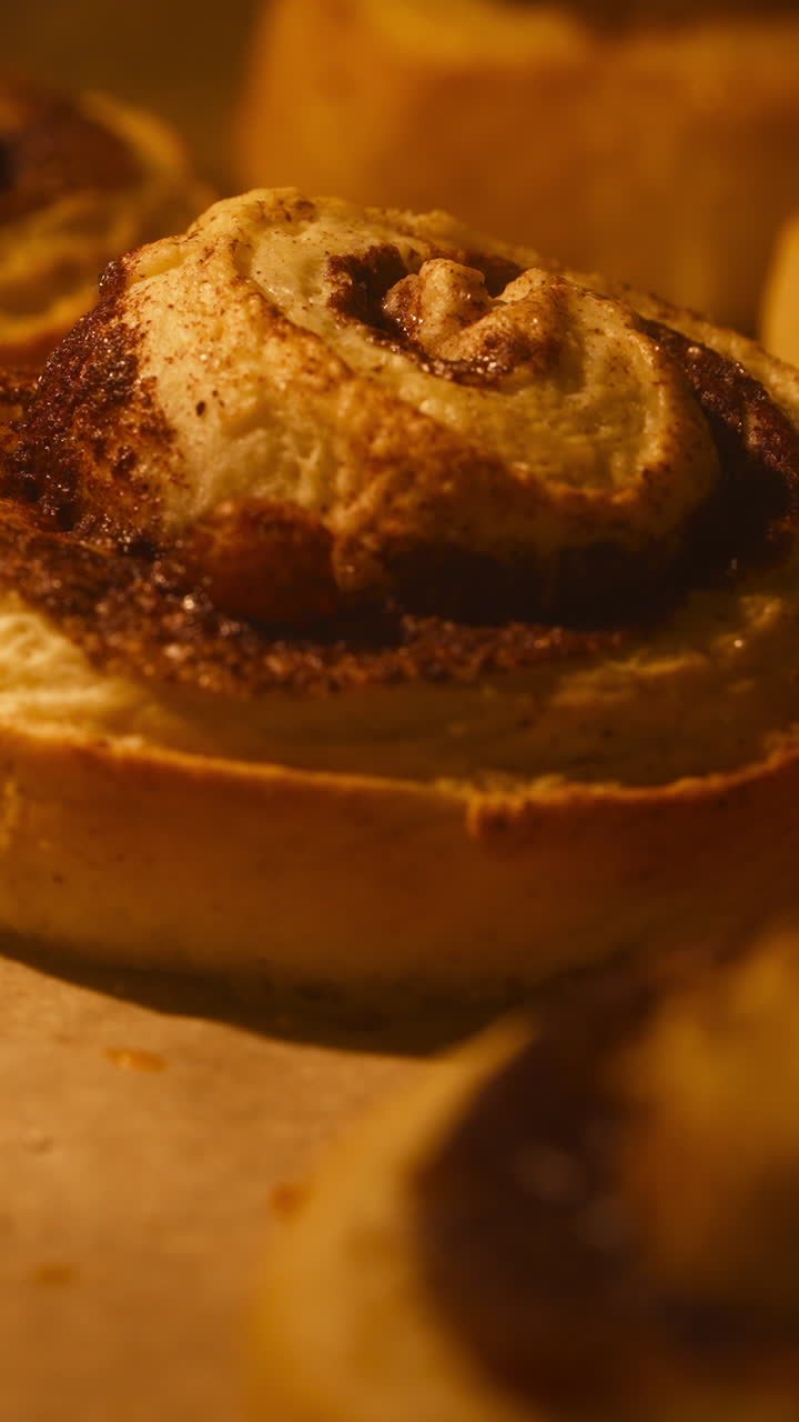 Freshly Baked Homemade Cinnamon Rolls. - vertical closeup shot