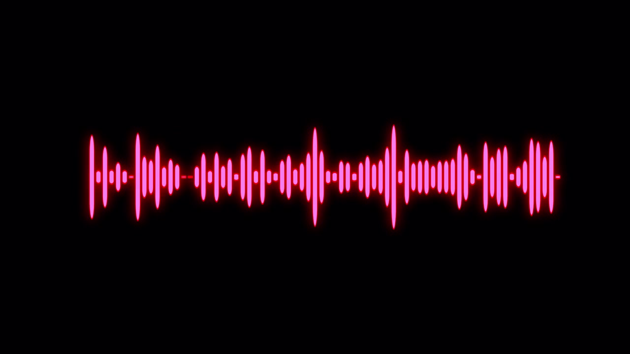 Pink Neon Audio Equalizer Pulsating on Black Background