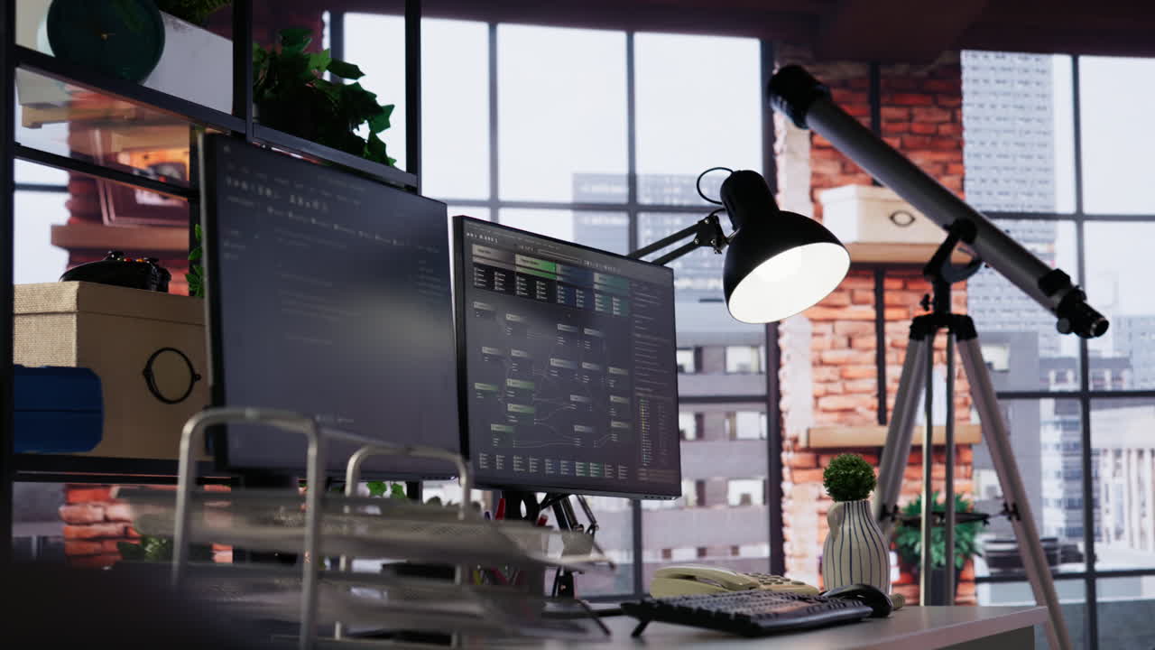 Code testing and quality assurance done on computers in startup workplace