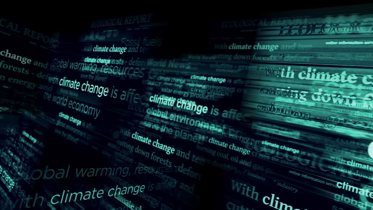 Headline news titles media with Climate Change global warming seamless looped