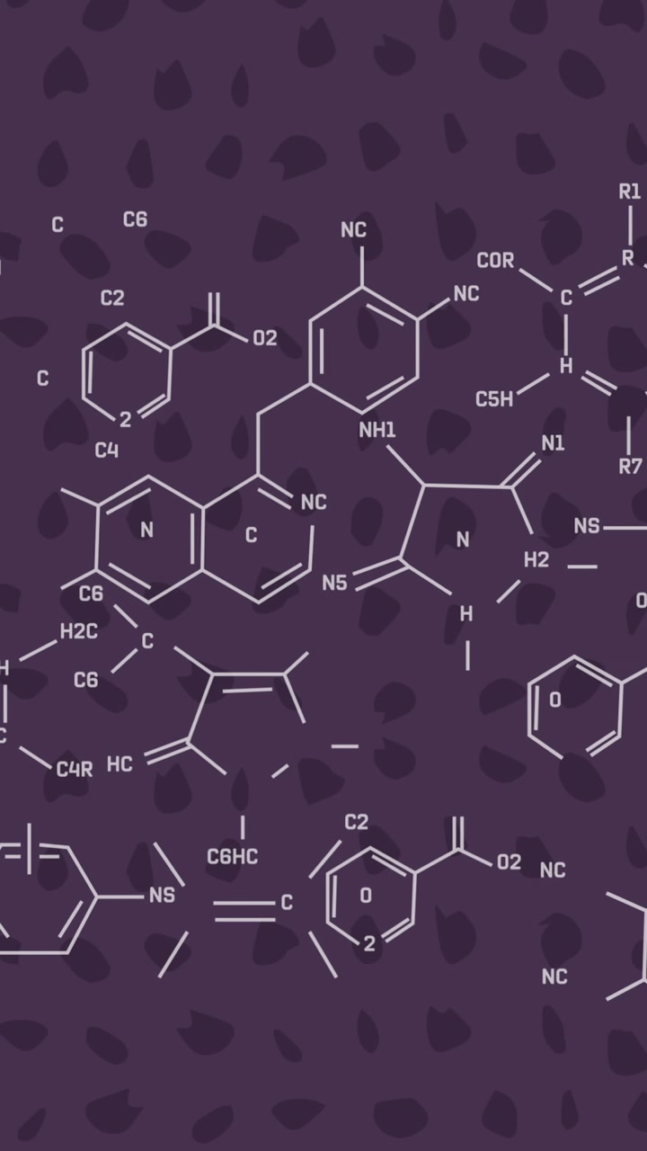 Animation of scientific data processing over dark background