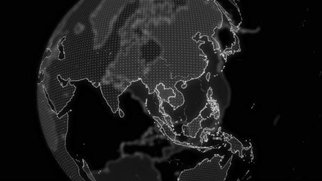 thailand country alpha for editing data analysis technology globe rotating, cinematic video showcases a digital globe rotating, zooming in on thailand country alpha for editing template