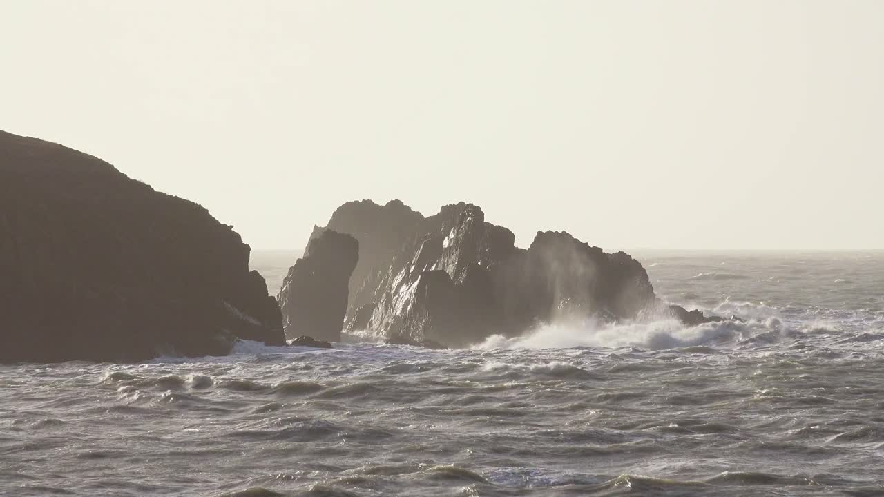 Atlantic winter Storm force of nature Waterford coast Ireland